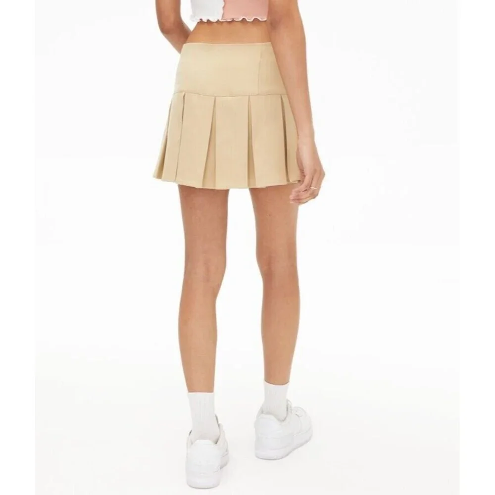 Aeropostale Solid Low-Rise Pleated Kakhi Skort Skirt Size XL Y2K